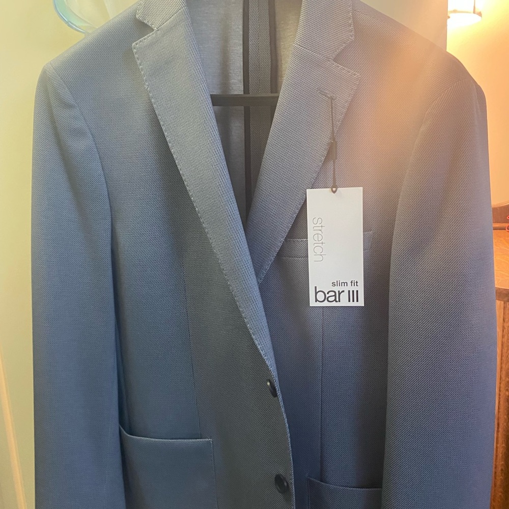 Bar III Stretch Slim Fit Light Blue Blazer New